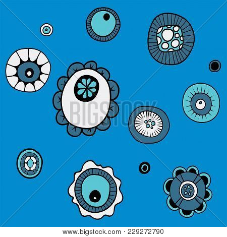A Set Of Images Of Small Molecules In Blue