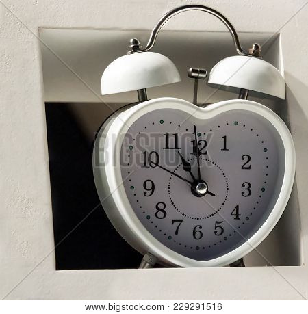 Valentines Day Heart White Alarm Clock