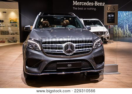 Brussels - Jan 10, 2018: Mercedes Benz Gls Full-size Luxury Suv Car Showcased At The Brussels Motor 