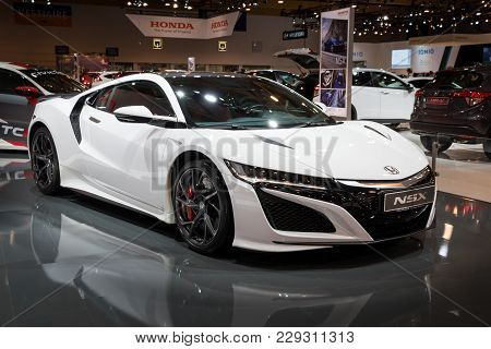 Brussels - Jan 10, 2018: Honda Nsx Sports Car Showcased At The Brussels Motor Show.