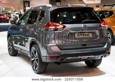 Brussels - Jan 10, 2018: Nissan X-trail Compact Crossover Suv Car Shown At The Brussels Motor Show.