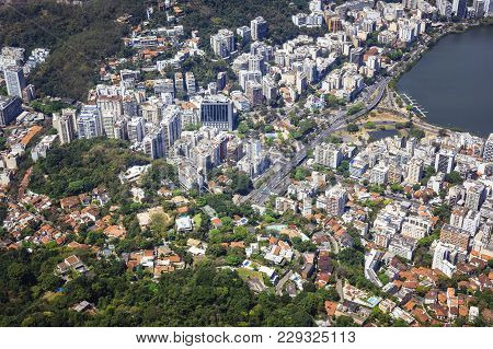 Aerial Picture Of The West Side Of Rio De Janeiro, Near The Corcovado Hill, With The Highlight Of Ep