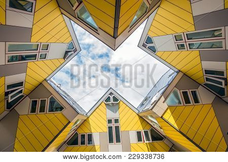 Rotterdam, Netherlands - Sep 8, 2013: Cube Houses Designed By Piet Blom. The Design Represents A Vil