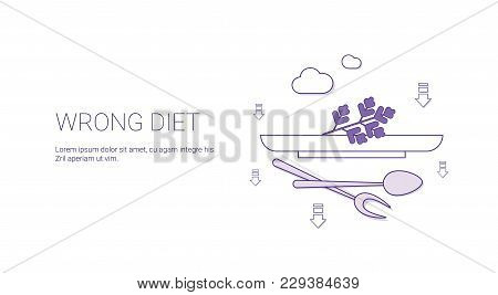 Wrong Diet Nutririon Concept Template Web Banner With Copy Space Vector Illustration