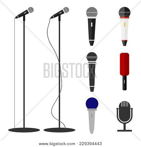 Microphones, A Set Of Microphones. Standing Microphone.