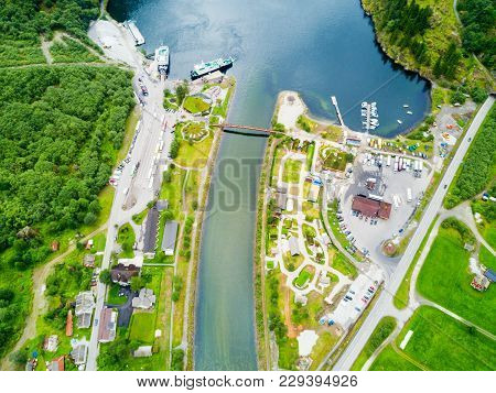 Gudvangen Is A Village In Flamsdalen, At The Aurlandsfjorden A Branch Of Sognefjorden, Municipality 
