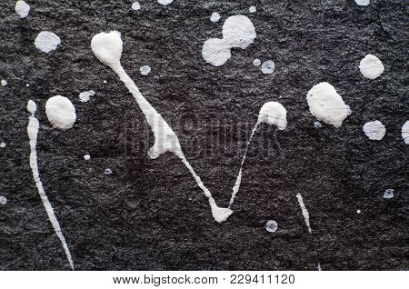 White Blots On A Black Watercolor Background. Abstract Watercolor Pattern