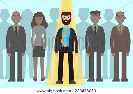 Employer Of Choice. Business Recruitment Process, Employees Group Management. Vector Illustration.