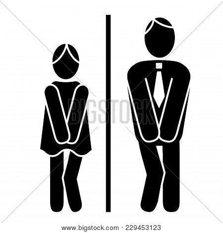 Restroom Wc Symbols. Male And Female Icons Isolated On White Background. Lady And Man Silhouettes. T