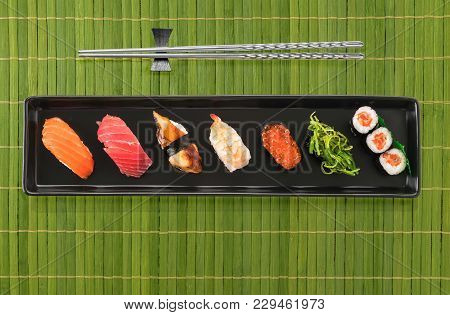 Mixed Sushi Set - Japanese Food On White Background