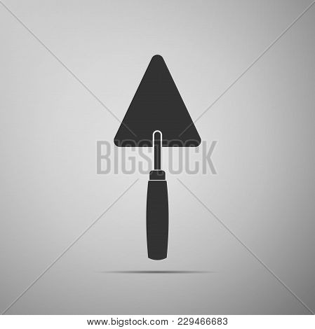 Trowel Icon Isolated On Grey Background. Flat Design. Vector Illustration