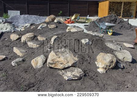 Large Cobblestones On The Alpine Hill, In The Making.