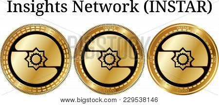 Set Of Physical Golden Coin Insights Network (instar), Digital Cryptocurrency. Insights Network (ins