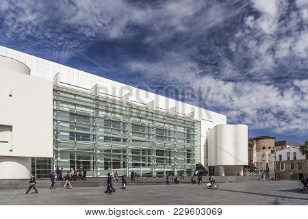 Barcelona,spain-march 19,2013: Modern Architecture, Museum, Macba-museu Art Contemporani,contemporar