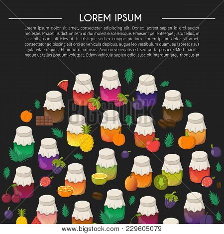 Vector Cartoon Set Of Jam Jars