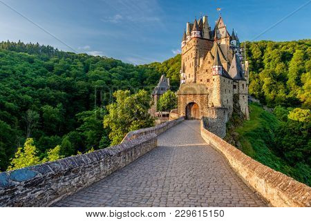 Burg Eltz castle in Rhineland-Palatinate state, Germany. Construction started	prior to 1157.