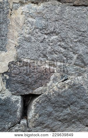 A Photo Of Hole In The Crack Cement Concrete Wall Surface Texture, The Conceptual Background, Closeu