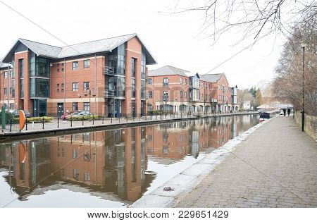 The Modern Office Blocks Alongside The Leeds Liverpool Canal In Wigan