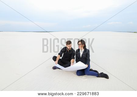 Translators Wife And Husband Move To Alien City, Married Couple Planning House At Seaside. Young Bea