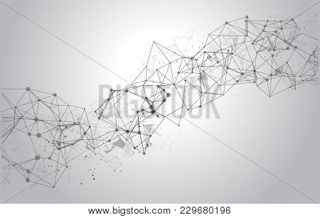 Abstract Polygonal Space Background With Connecting Dots And Lines On White Background