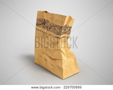 Paper One Big Packet Behind 3d Rendering On Gray Background With Shadow