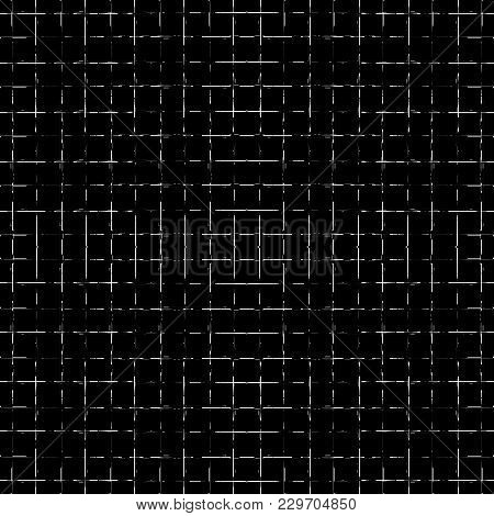 Grunge Square Frames, Thin Lines. Creative Black And White Background. Vector Seamless Pattern.