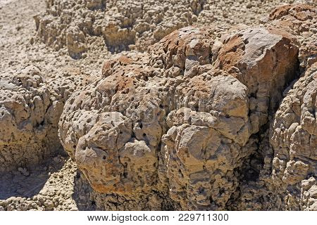 Mudstone Details In The Badlands In Badlands National Park In South Dakota