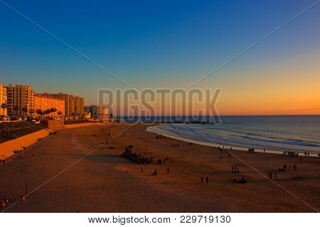 Sunset. Cádiz Beach In The Evening. Cádiz. Picture Taken - February 10, 2018.