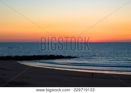 Sunset. Cádiz Beach In The Evening. Cádiz. Picture Taken - February 10, 2018.