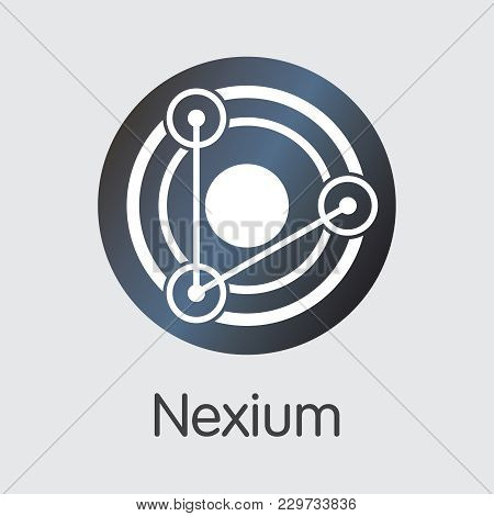 Nexium - Digital Currency Pictogram. Vector Logo Of Virtual Currency Icon On Grey Background. Vector