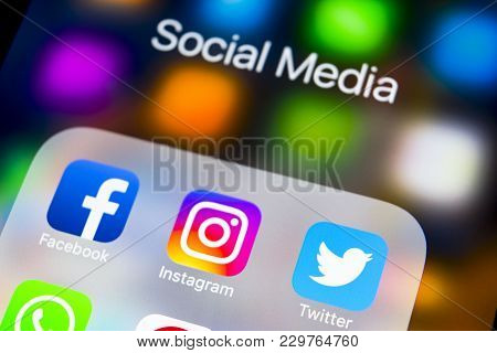 Sankt-petersburg, Russia, March 6, 2018: Apple Iphone X With Icons Of Social Media Facebook, Instagr