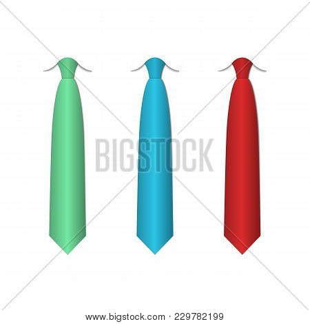 Red, Blue And Green Ties Template. Easy Editable Colors - Vector.