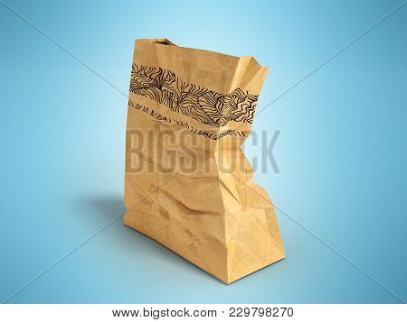 Paper One Big Packet Behind 3d Rendering On Blue Background With Shadow