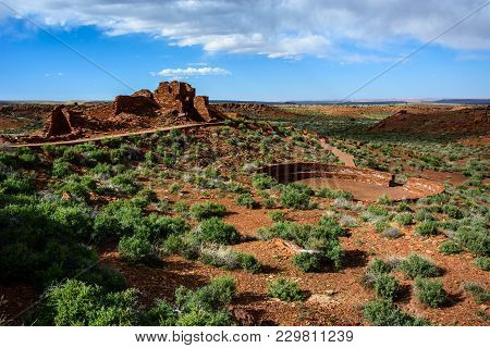 Ancient Ruins. Wupatki Ruin Ball Court. Wupatki National Monument In Arizona, Usa