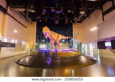Kalasin, Thailand - March 3 : Big Model Of Siamotyrannus Isanensis At The Entrance Of Sirindhorn Din