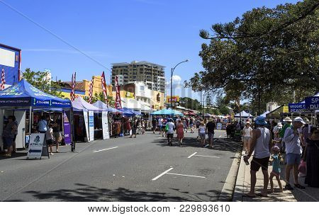 Redcliffe, Australia - March 4, 2018: The Redcliffe Jetty Markets, On The Foreshore In The Heart Of 