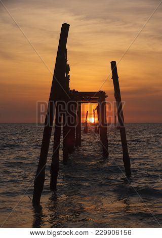 Beautiful Colored Sky During Sunset At Pilai Beach, Phang-nga Province, Thailand