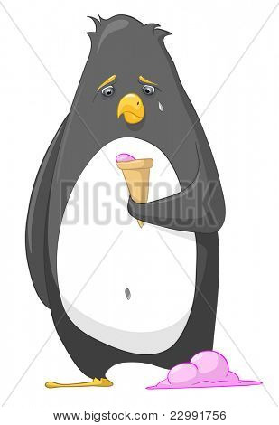 Cartoon luonne Penguin eristetty valkoisella taustalla. Vektori.