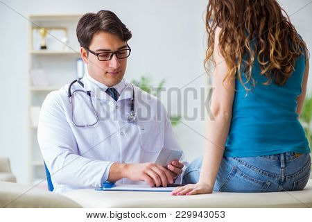 Patient visiting doctor for annual regular check-up in hospital 