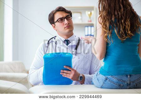 Patient visiting doctor for annual regular check-up in hospital 
