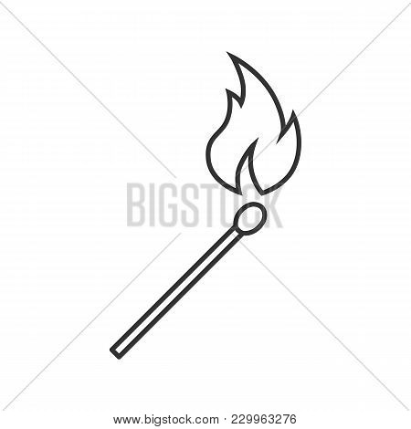 Burning Matchstick Linear Icon. Arson. Thin Line Illustration. Contour Symbol. Vector Isolated Outli