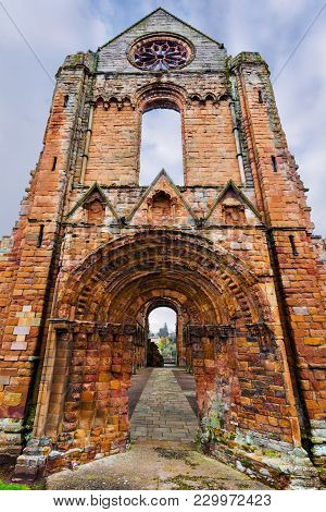 Ruins Of Jedburgh Abbey In The Scottish Borders Region In Scotland