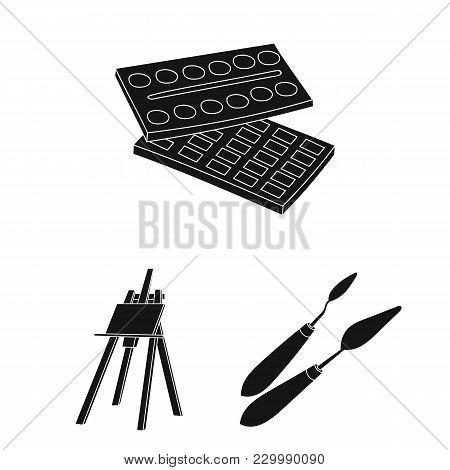 Painter And Drawing Black Icons In Set Collection For Design. Artistic Accessories Vector Symbol Sto