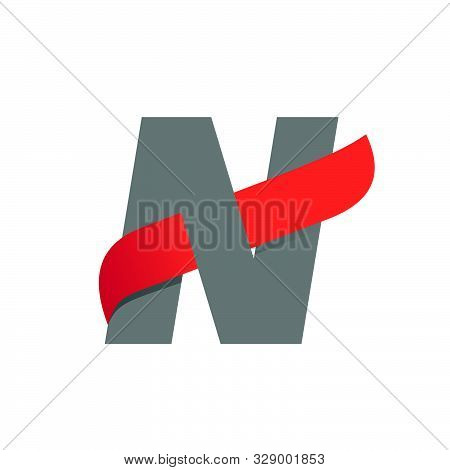 N Letter Logo With Fast Speed Red Wing. Typeface, Vector Design Template Elements For Sport, Race, A