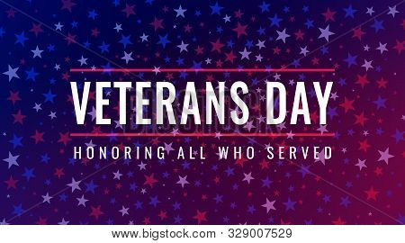 Veterans Day - Remember All Whoo Served Greeting Card With Inscription On Blue Red Patriotic Backgro