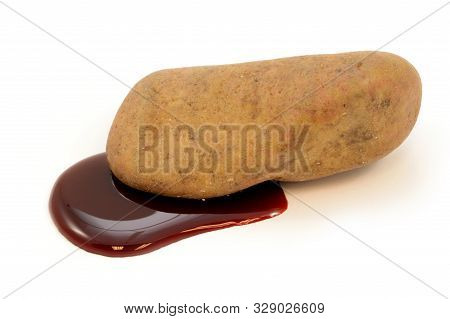 An Isolated Rock That Is Bleeding To Give Meaning To The Saying Like Getting Blood From A Stone.