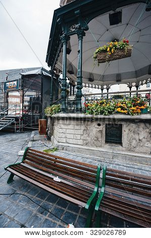 Ostend, Belgium - Jul 16, 2011: Side Wide Angle View Of Vintage Rotonde Decorated With Flowers In Ce