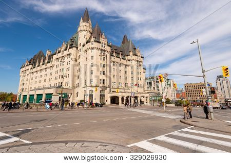 Ottawa, Ca - 9 October 2019: Fairmont Chateau Laurier Hotel