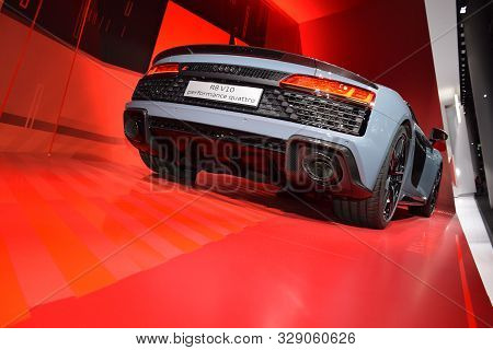 Frankfurt, Germany, September 10-2019: Audi R8 V10 Performance Quattro Iaa Masse 2019