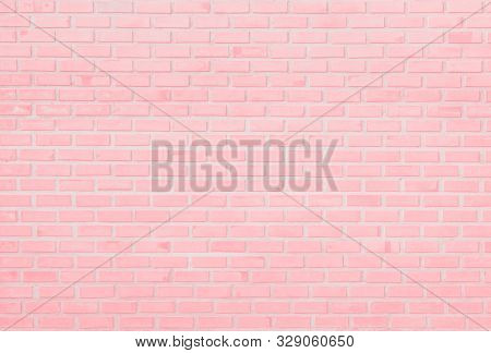 Pastal Pink And White Brick Wall Texture Background. Brickwork Or Stonework Flooring Interior Rock O